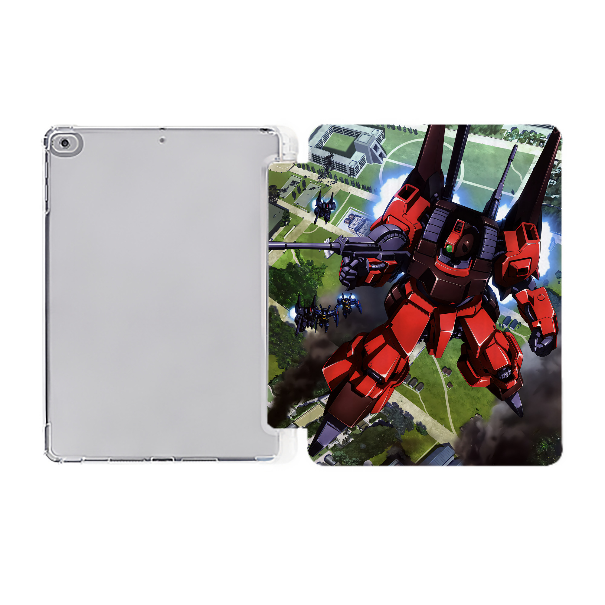 （画像用） 機動戦士ガンダム Mobile Suit Gundam IPad ケース ペン収納付き 三つ折りスタンド PUレザー×シリコン 対応機種9.5/10.5/10.9インチ